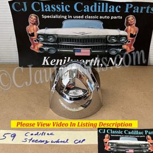 OEM 1959 Cadillac Deville Eldorado Fleetwood STEERING WHEEL CHROME HORN BUTTON TRIM WITH EMBLEM #1471656